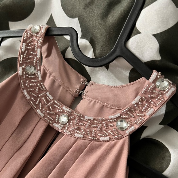 JJ's House Dusty Rose Beaded Junior Bridesmaid Dress Floor-Length Sz J14 173287 - Picture 8 of 9